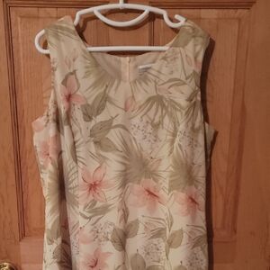Coldwater Creek 18 W.Floral Artsy Design Flowy Chiffon Lined